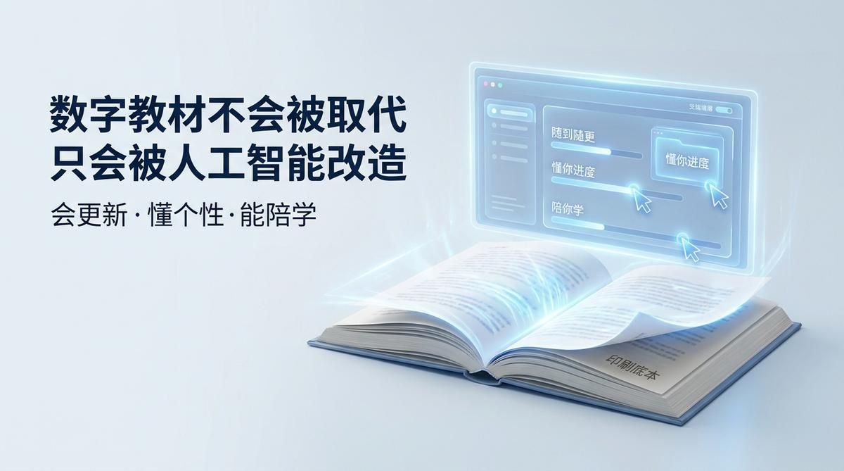 数字教材不会被取代，只会被人工智能改造
