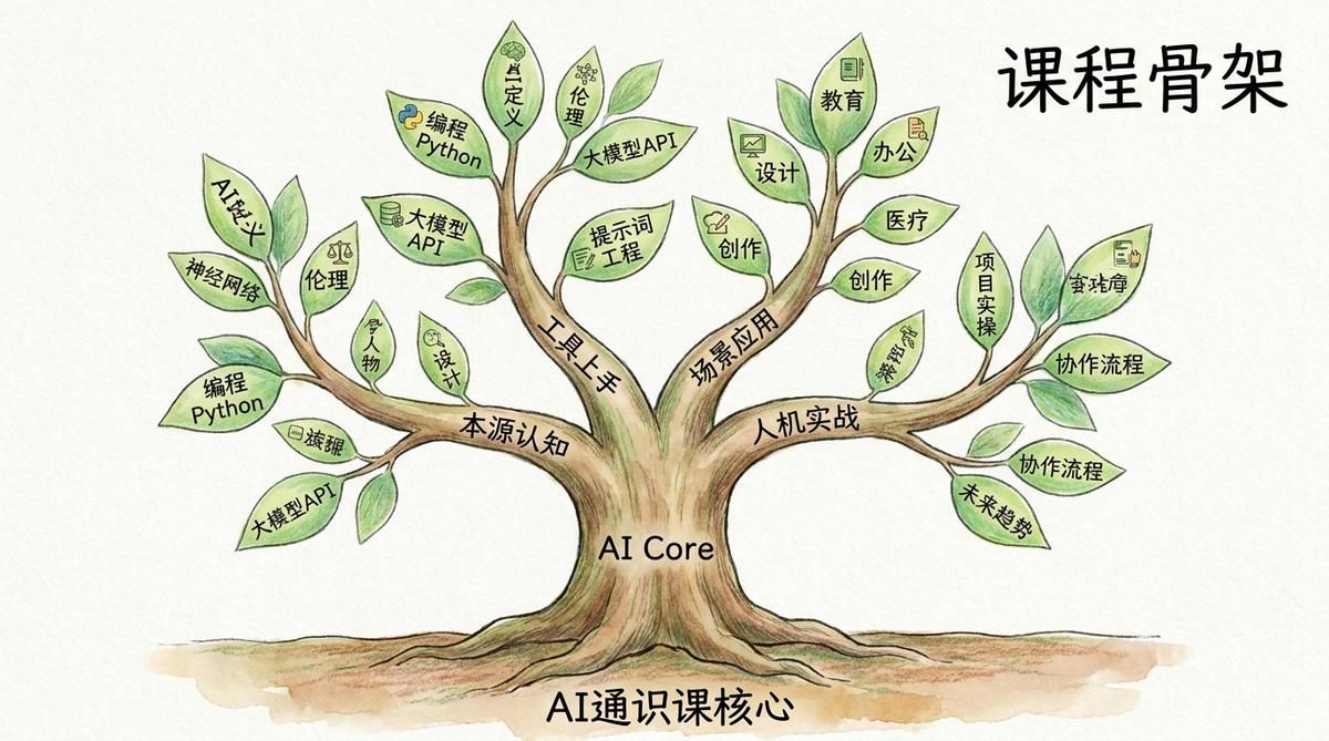 一门AI通识课怎么设计：从本源认知到人机实战的课程骨架