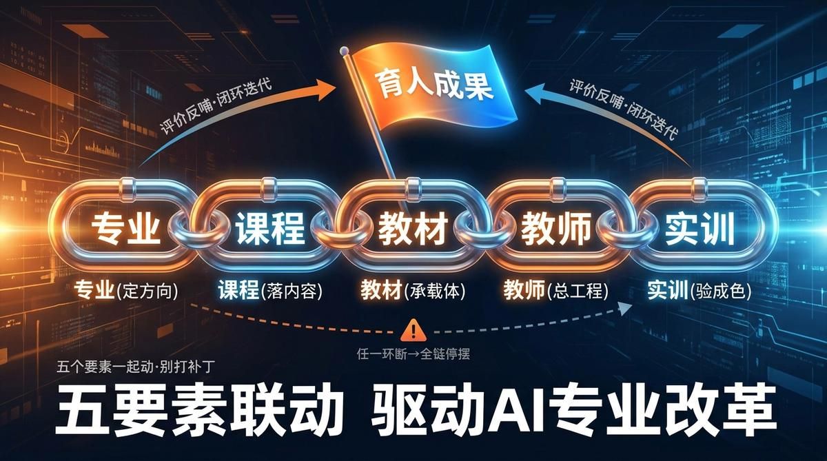 专业、课程、教材、教师、实训五个要素一起动：AI进入专业改革的系统玩法
