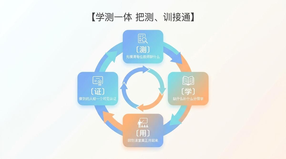 教师数字素养研修总在"白忙活"？一套"学测一体"的智能培育思路帮你破局